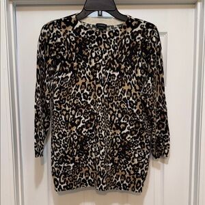 Talbots 100% Cashmere Leopard Print Sweater -size L